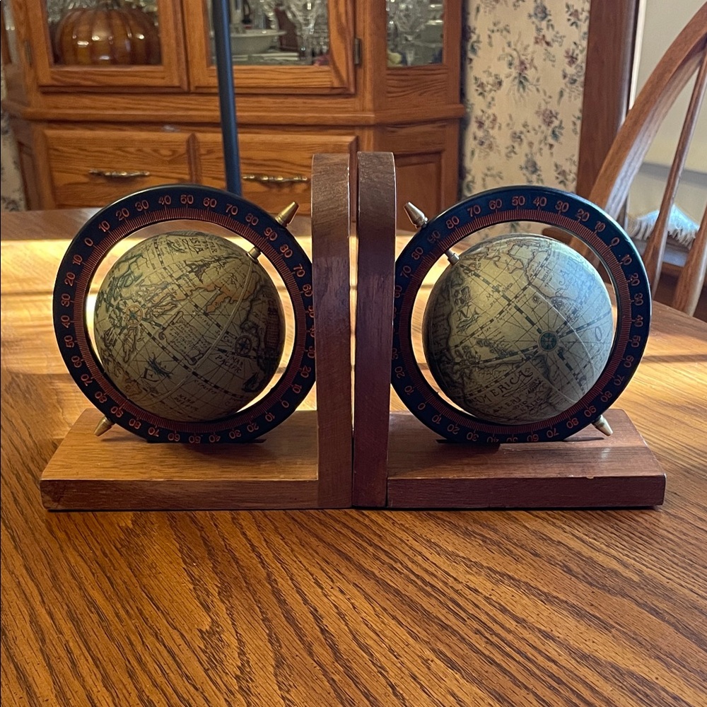 Vintage Rotating Globe Book Ends